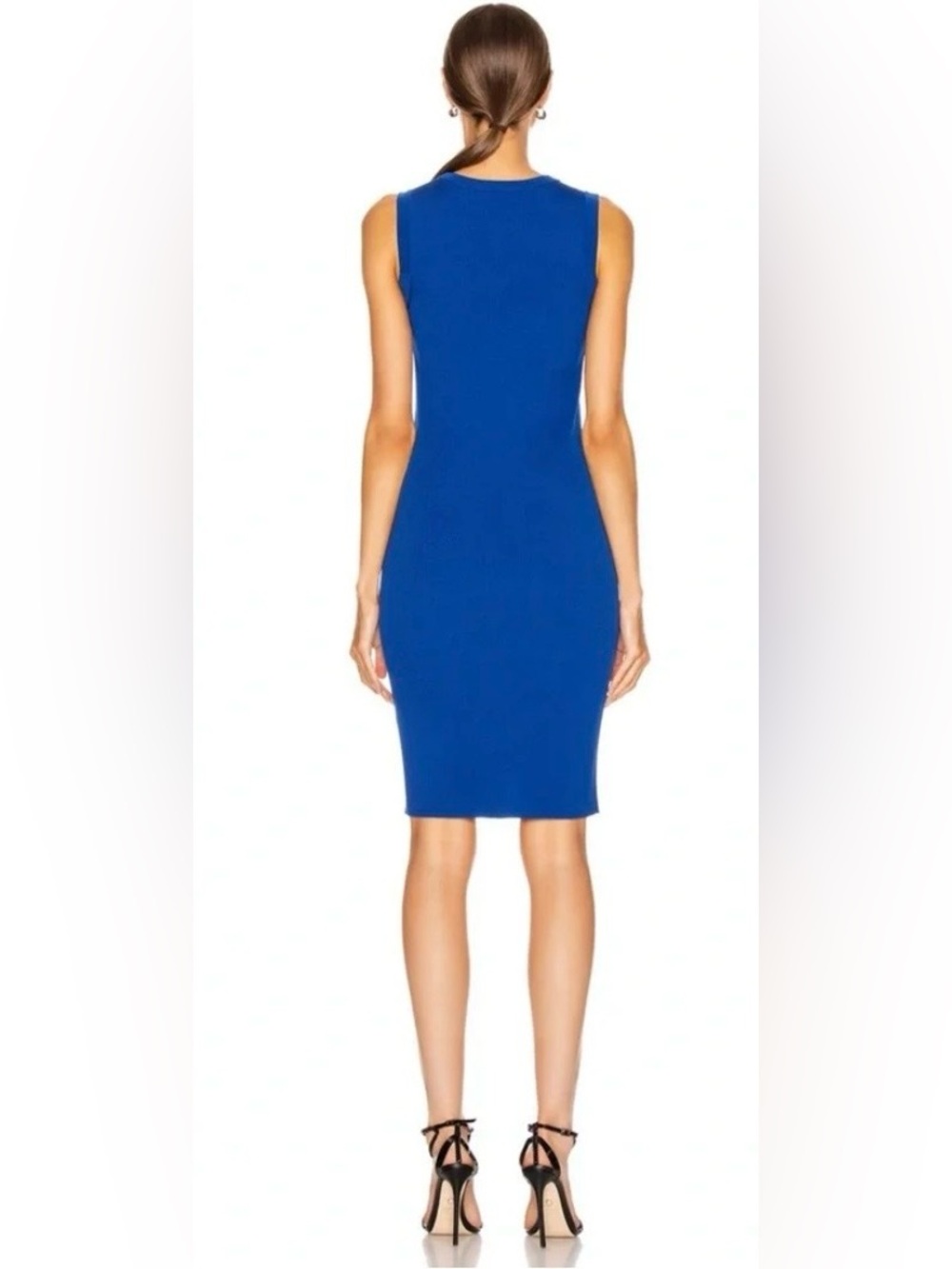 Helmut Lang Sleeveless Crew Neck Bodycon Knit Dress in Azurite Blue - Picture 11 of 12